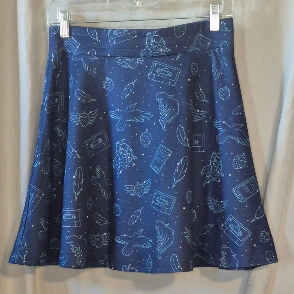 Fangamer Celeste Video Game Constellation Skater Skirt Navy Blue Pockets Medium